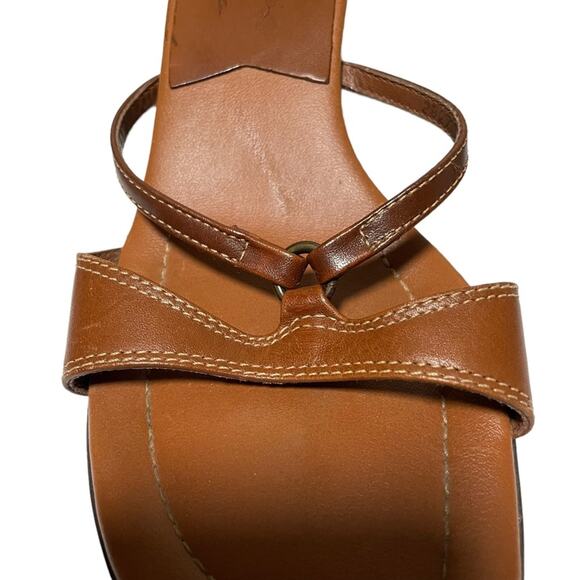 Saddle Tan Cognac Heeled Strappy Sandal Shoes Made in Brazil Size 6.5 - Picture 8 of 16